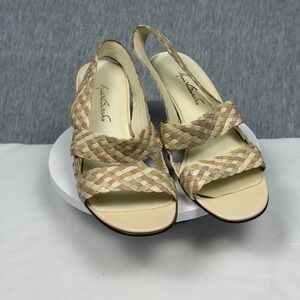 Gloria Vanderbilt Vintage G-Easy Woven Leather Slingback Kitten Size 9N